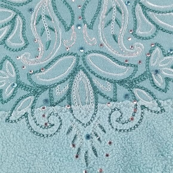 Alfred Dunner Sweater Womens XL Embroidered with Gem Stone Long Sleeve Green - Picture 3 of 10